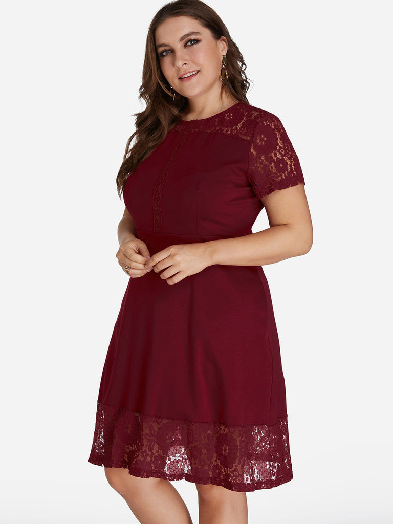 Ladies Burgundy Plus Size Dresses