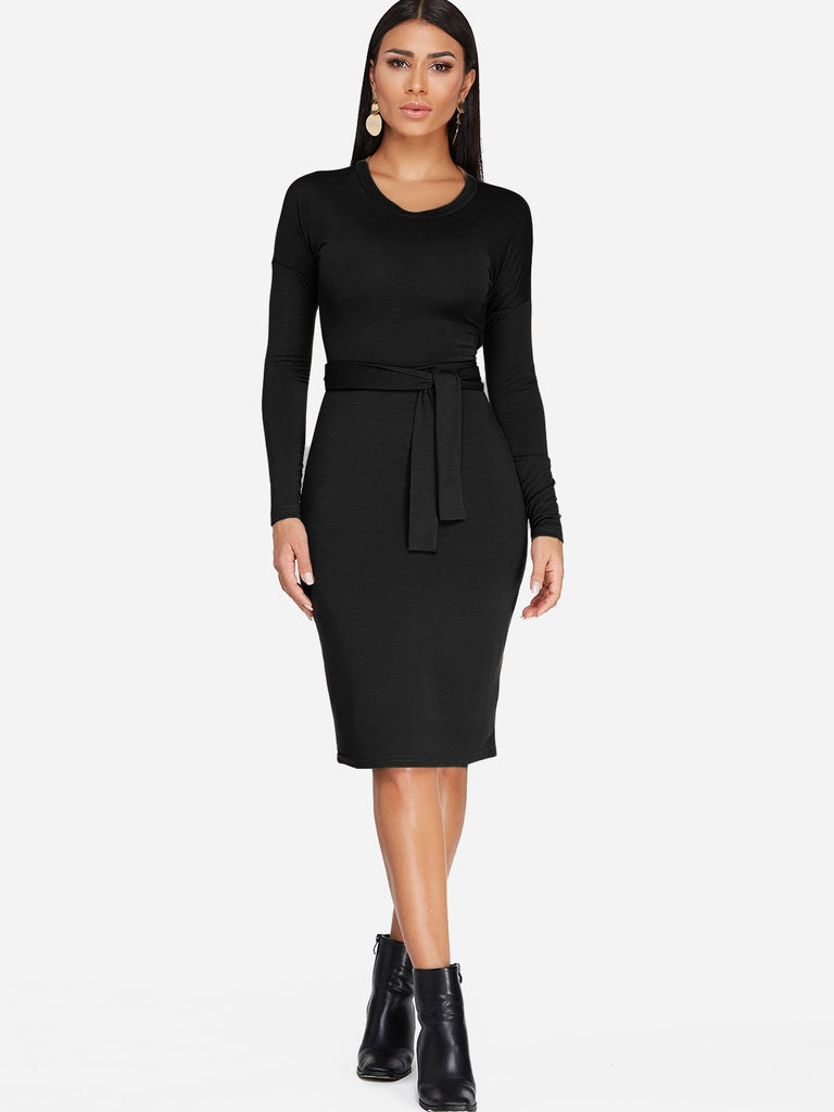 Womens Long Sleeve Midi Dress