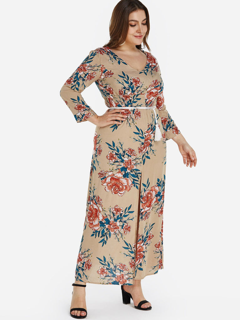 Womens Floral Print Plus Size Dress