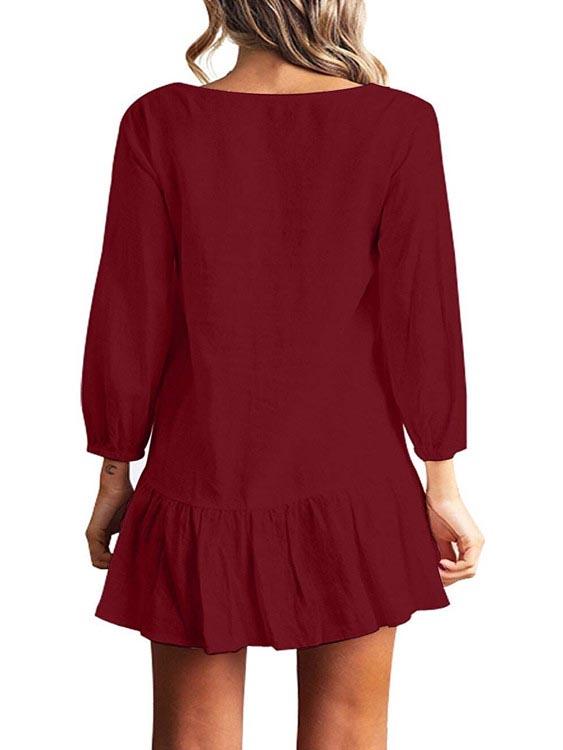 Womens Red V-Neck Dresses