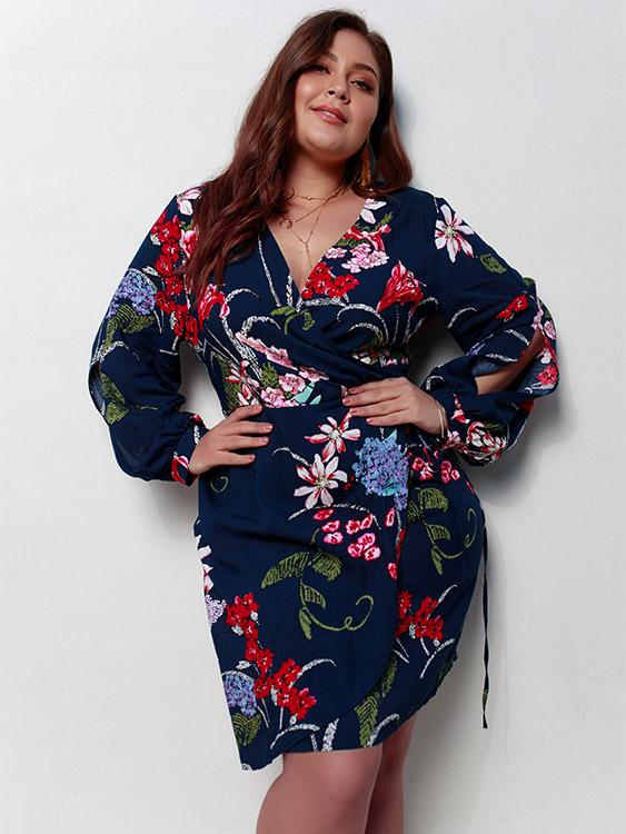 Ladies Navy Plus Size Dresses