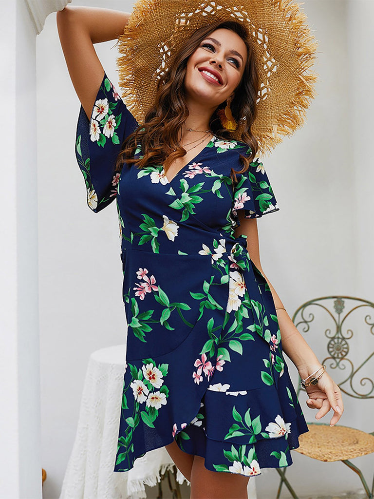 Womens Navy Floral Dresses