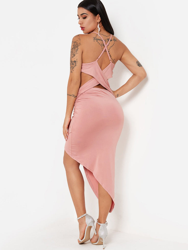 Womens Pink V-Neck Dresses