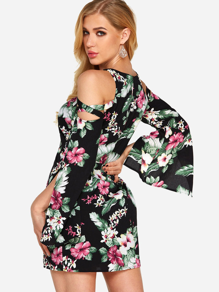 Womens Black Floral Dresses