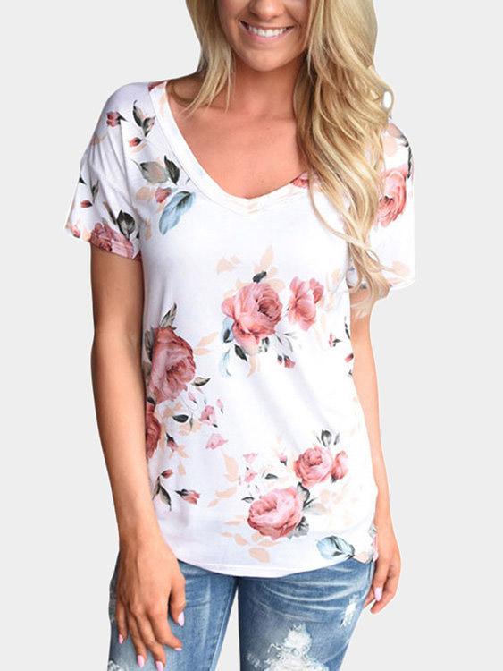 Womens Floral Print T-Shirts