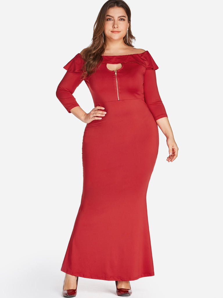 Ladies Off The Shoulder Plus Size Dress