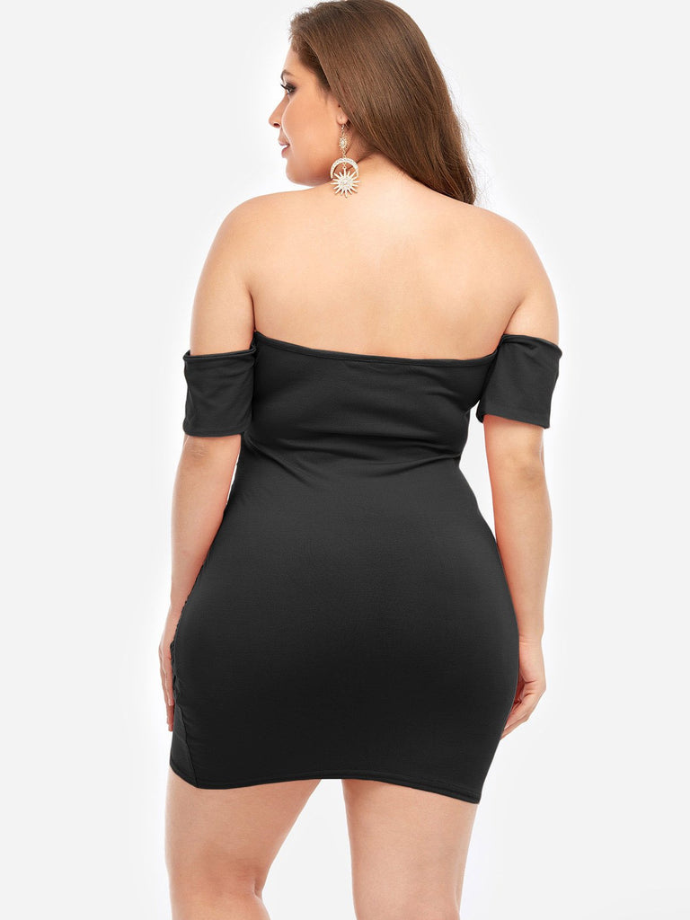 Ladies V-Neck Plus Size Mini Dresses