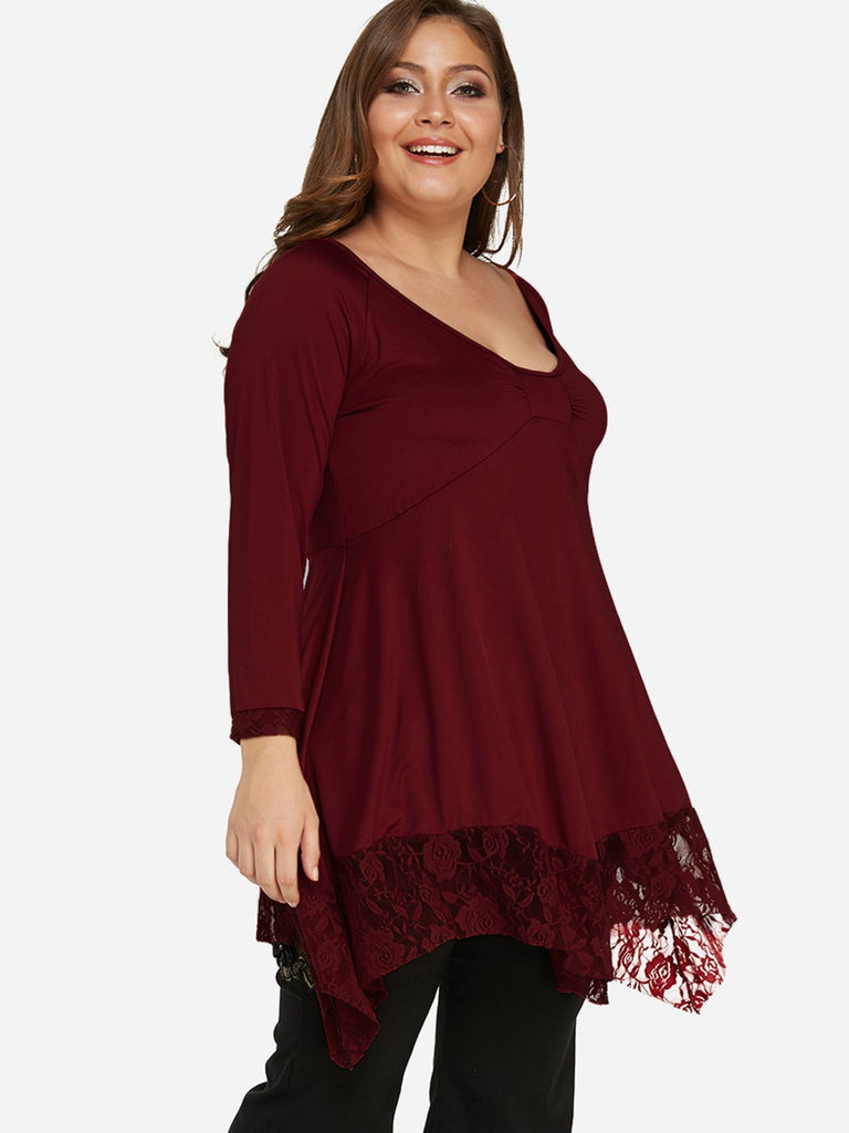 Ladies Burgundy Plus Size Tops