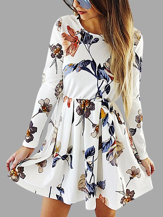 Ladies White Floral Dresses