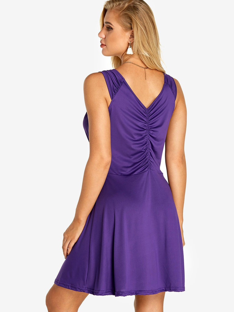 Womens Purple V-Neck Dresses