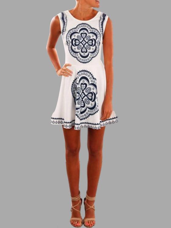 Womens White Floral Dresses