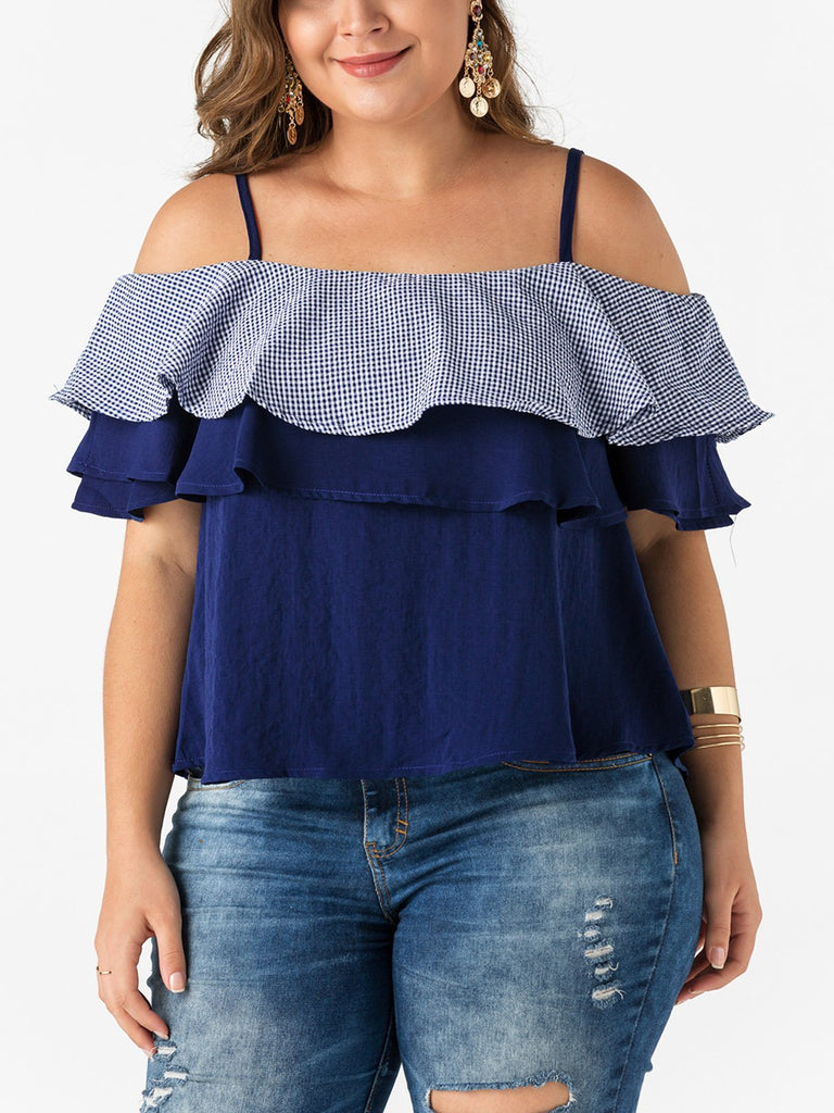 Ladies Dark Blue Plus Size Tops