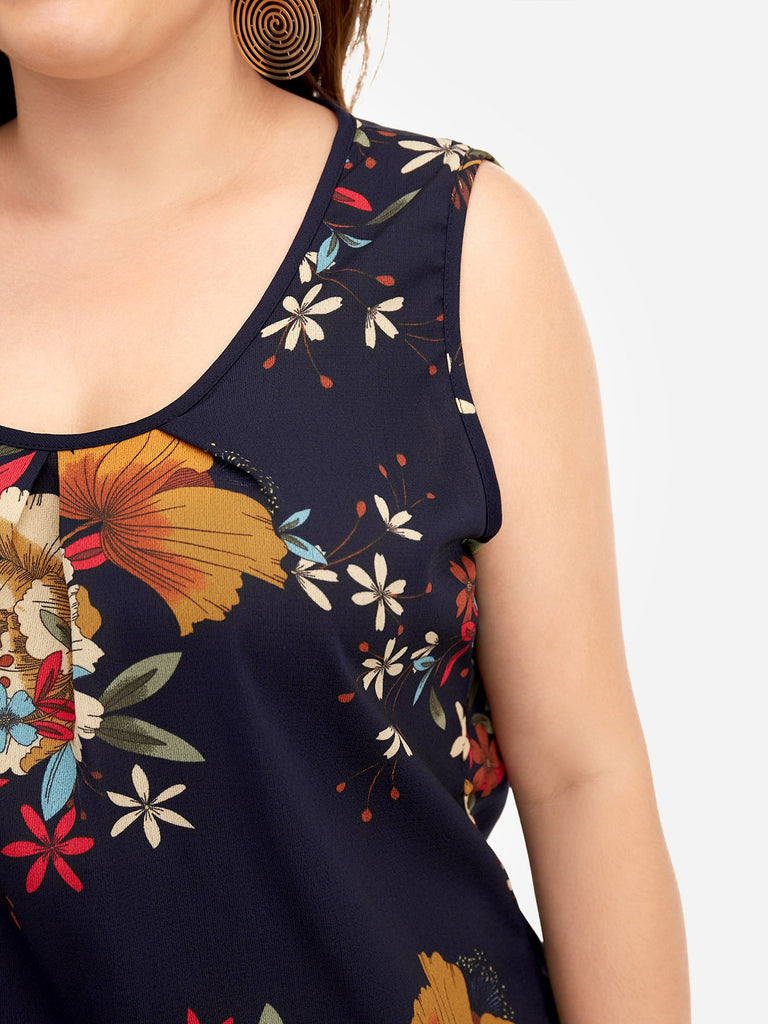 Womens Floral Print Plus Size Tops