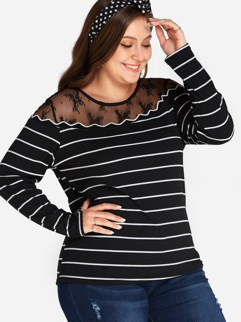 Ladies Striped Plus Size Tops