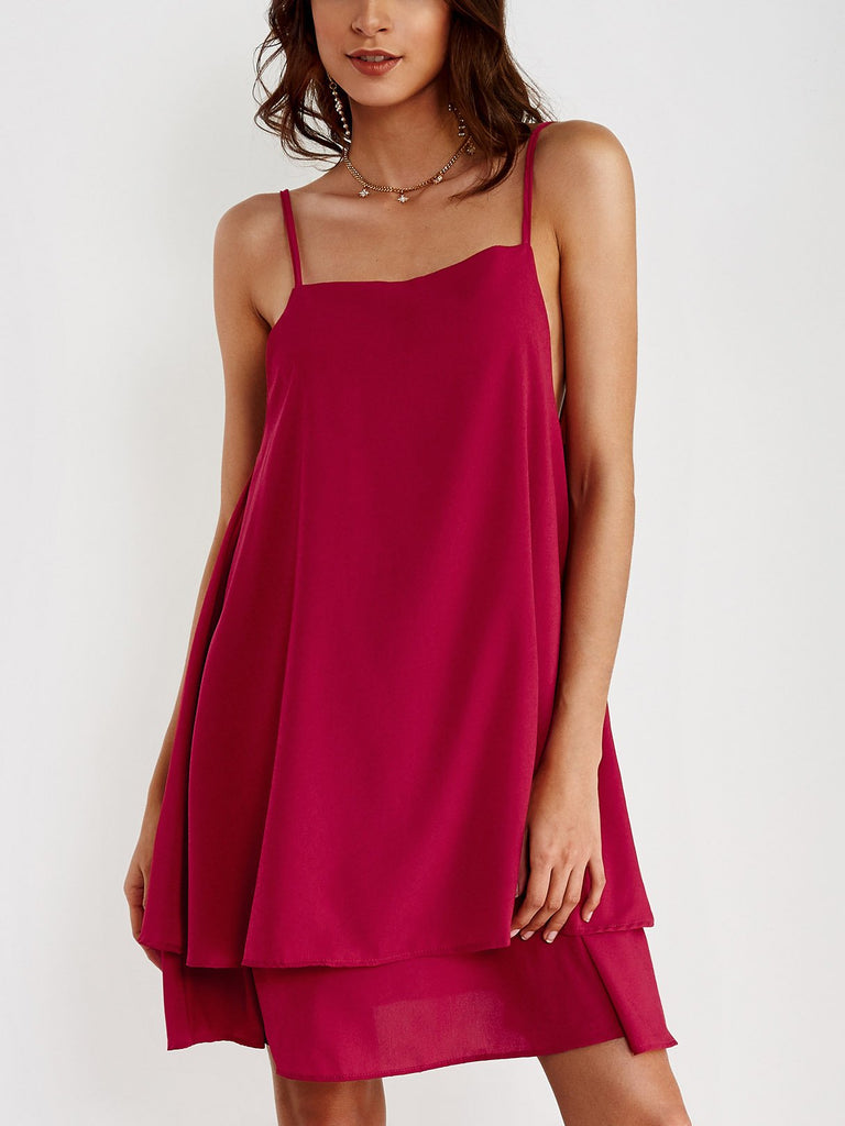 Ladies Burgundy Casual Dresses