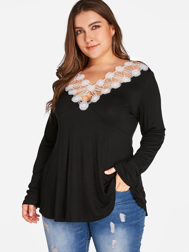 Ladies Long Sleeve Plus Size Tops