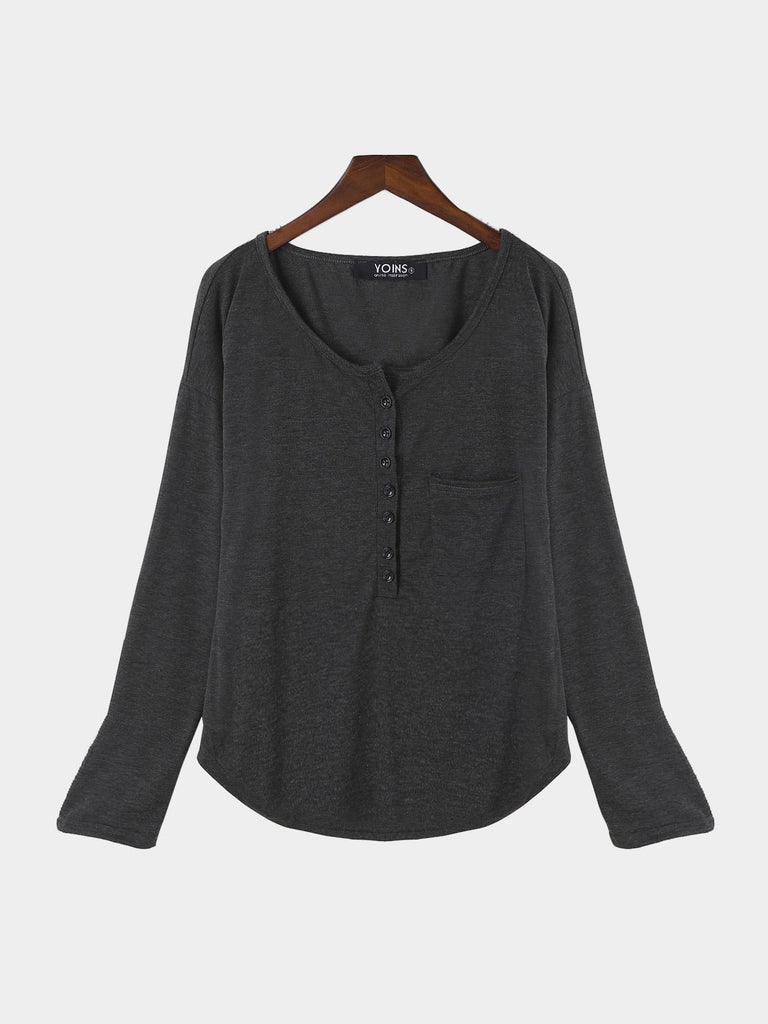 V-Neck Long Sleeve Grey T-Shirts