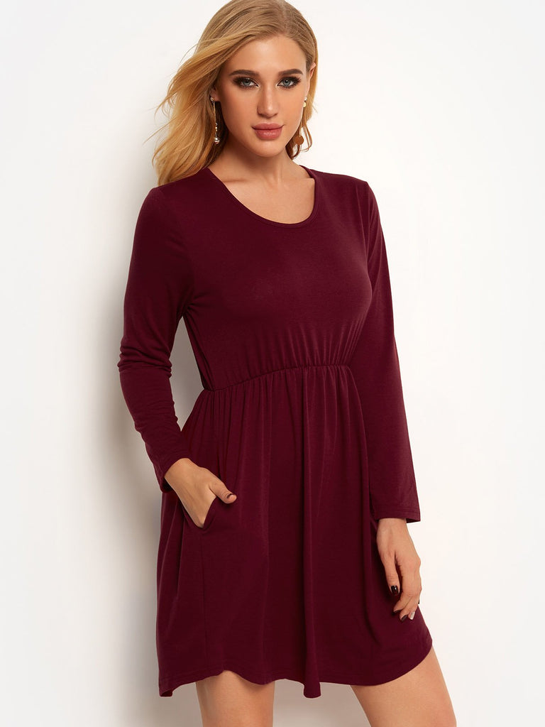 Ladies Burgundy Casual Dresses