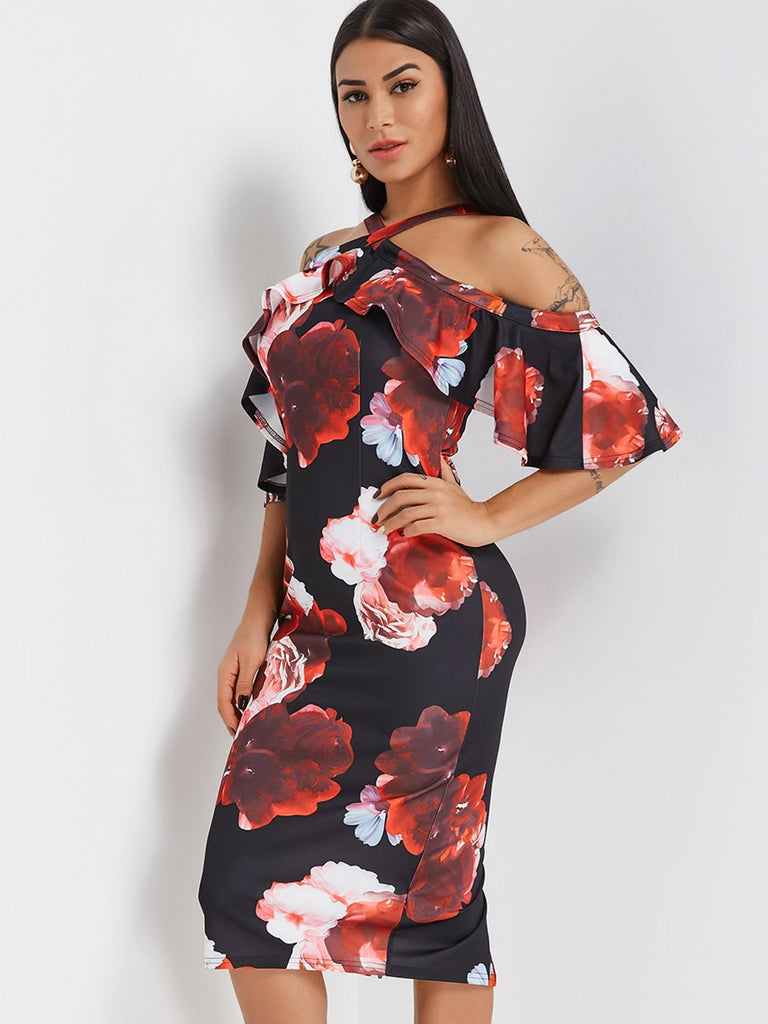 Ladies Black Floral Dresses