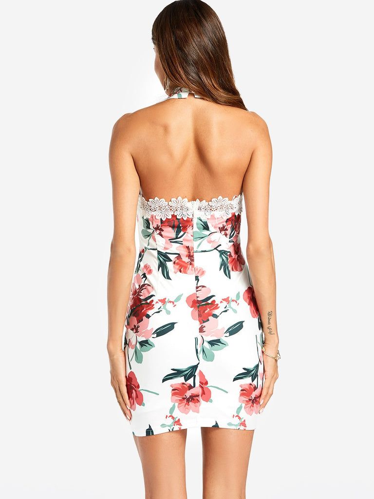 Womens White Floral Dresses