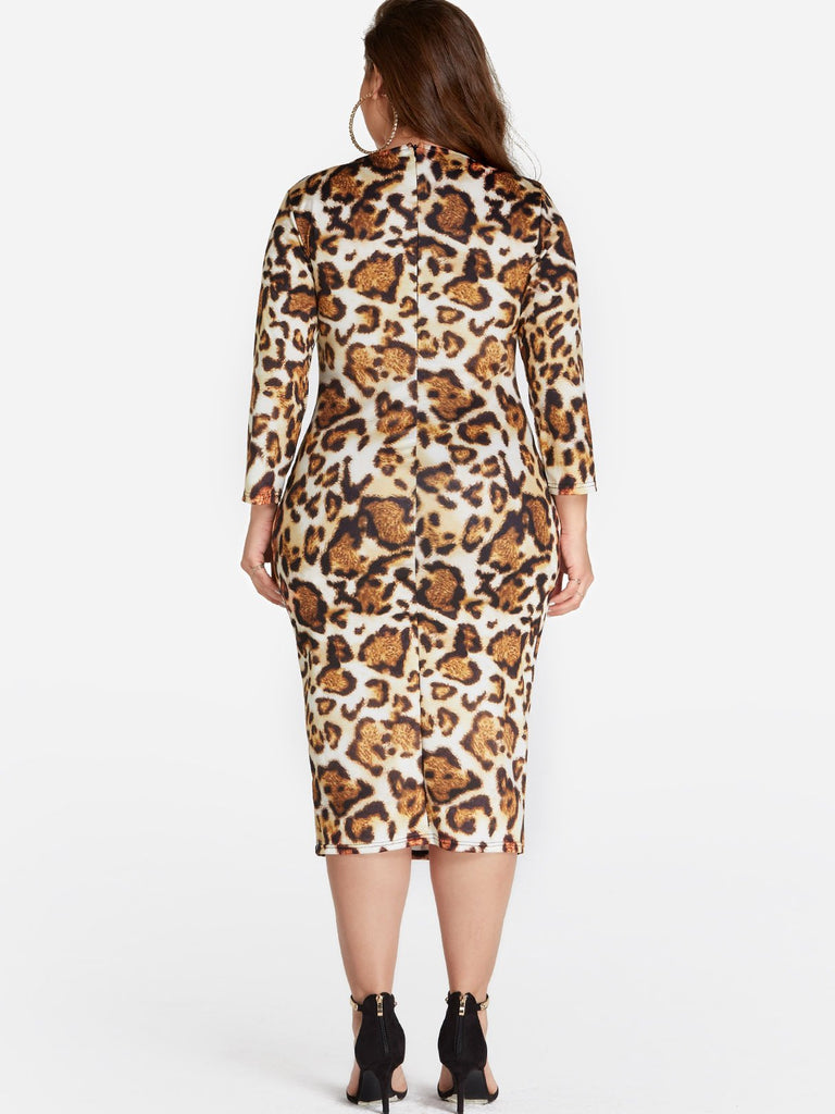 Womens Leopard Plus Size Dresses