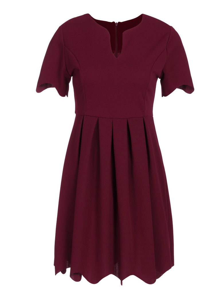 Womens Burgundy V-Neck Dresses