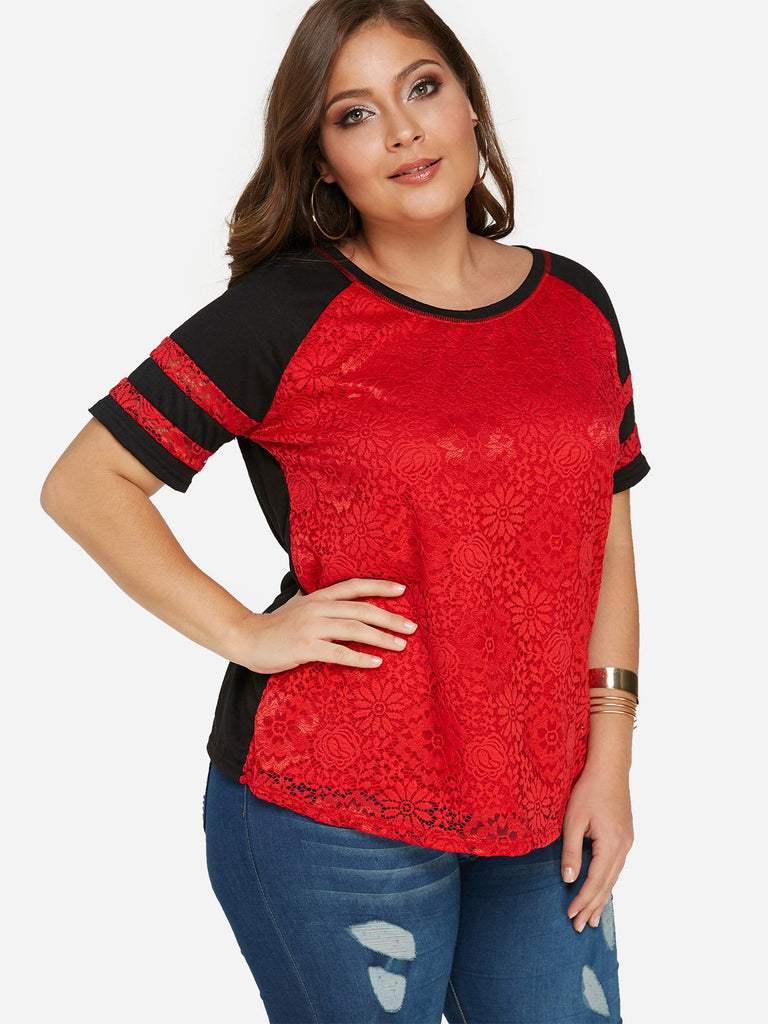 Ladies Color Block Plus Size Tops