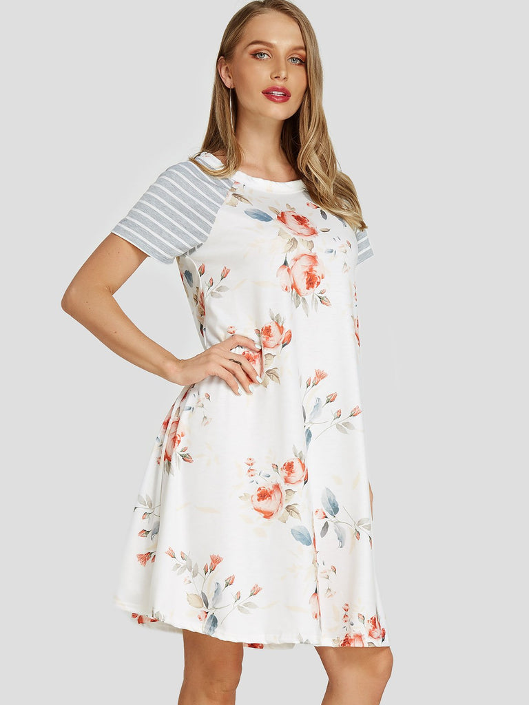 Ladies White Floral Dresses