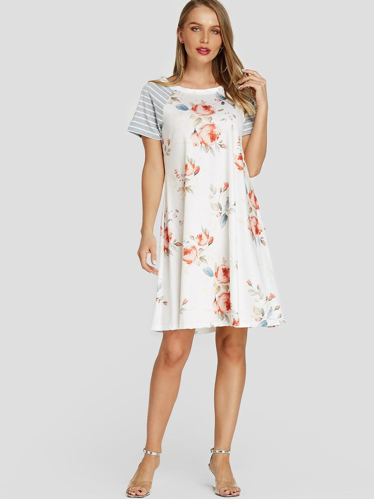 Womens White Floral Dresses