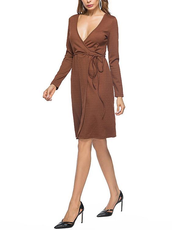 Ladies Long Sleeve Midi Dress