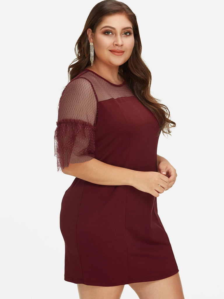 Ladies Burgundy Plus Size Dresses