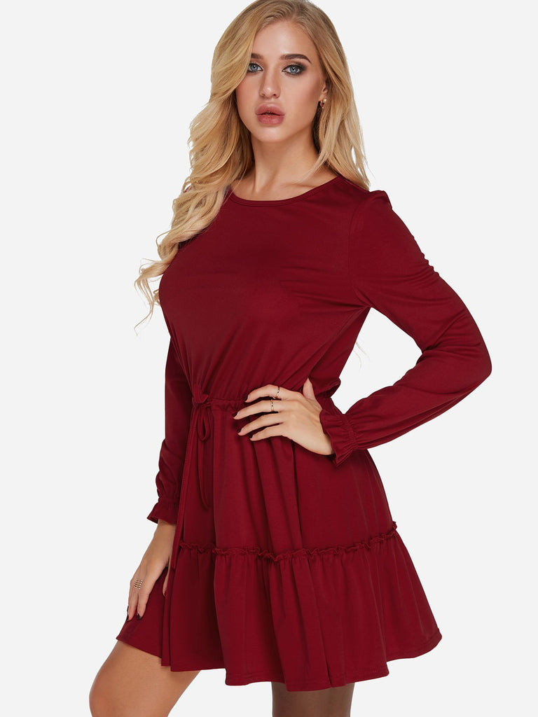 Ladies Burgundy Casual Dresses