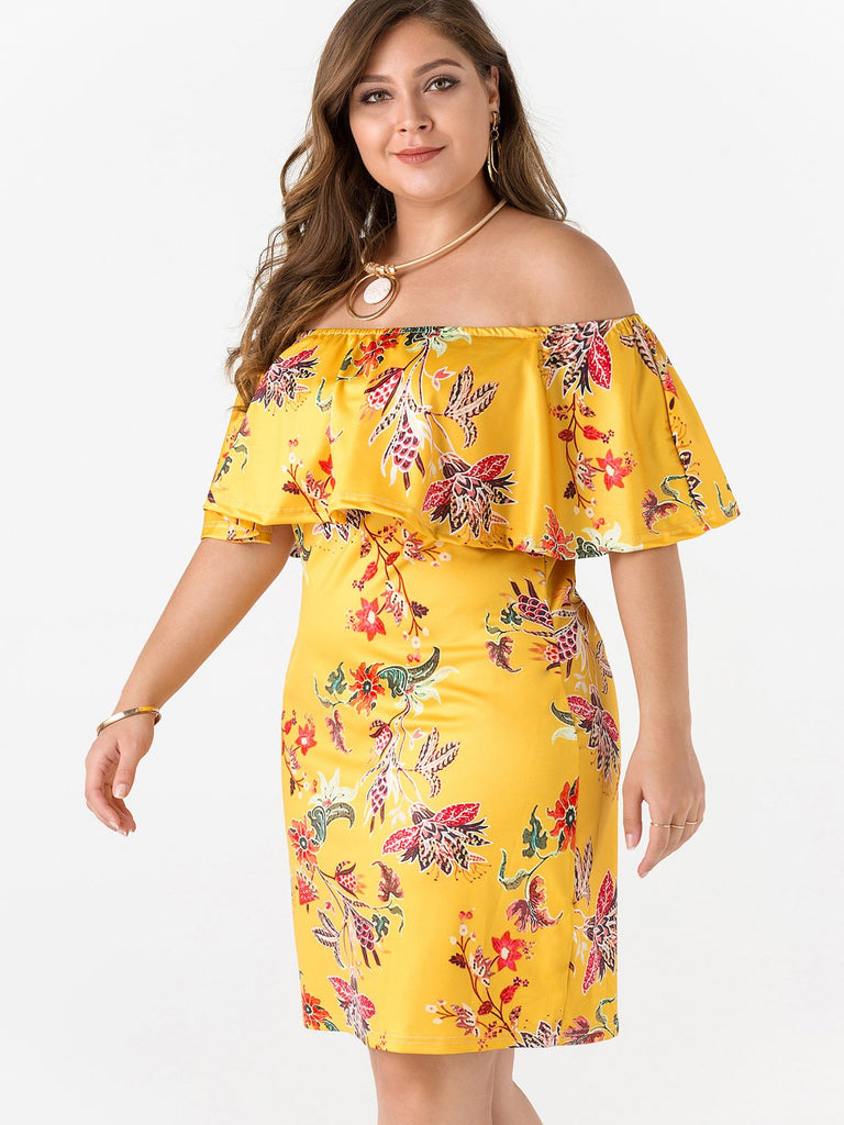 Ladies Yellow Plus Size Dresses