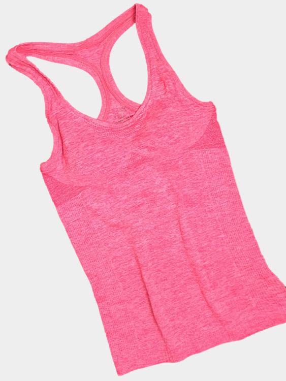 Round Neck Plain Sleeveless Pink Tank Top