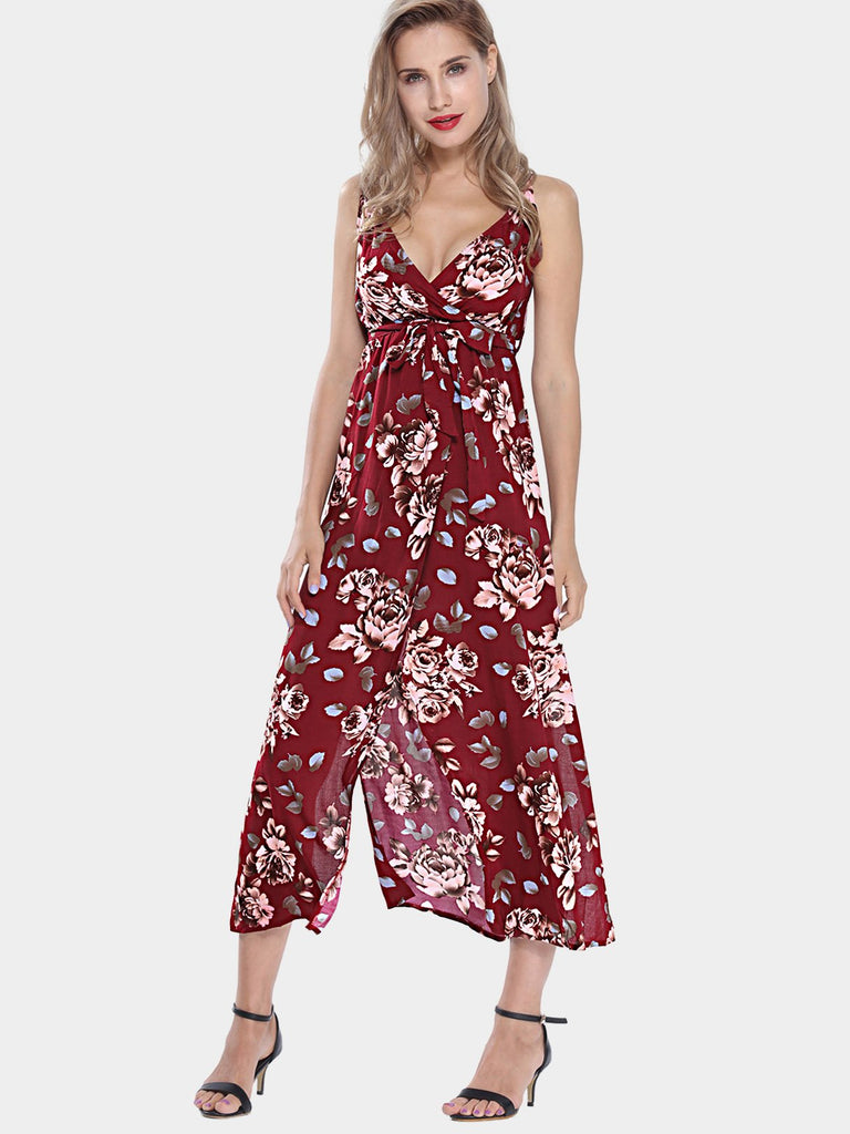 Floral Print Wrap Maxi Dresses