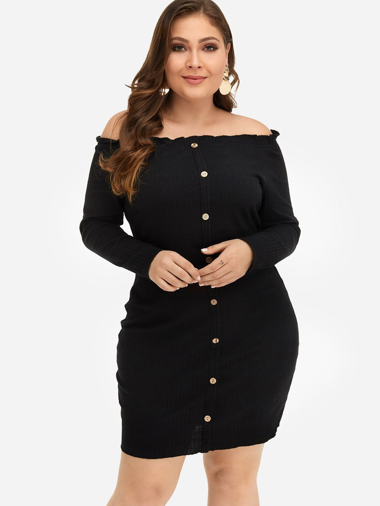 Ladies Long Sleeve Plus Size Dress