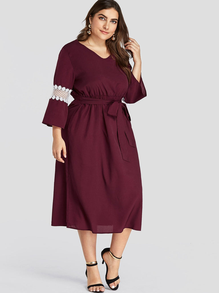 Ladies Burgundy Plus Size Dresses