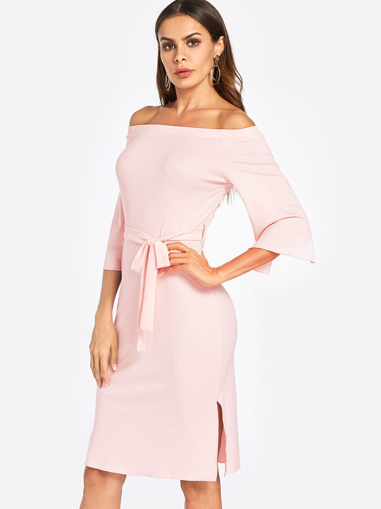 Ladies Pink Off The Shoulder Dresses