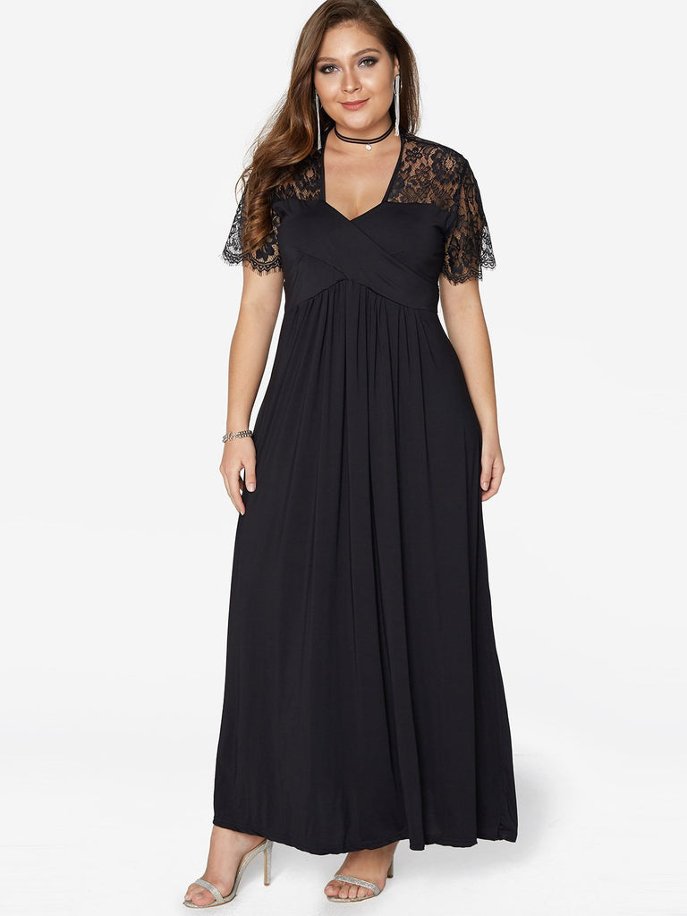 Womens Short Sleeve Plus Size Maxi Dress