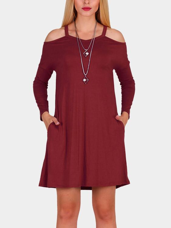 Ladies Burgundy Casual Dresses