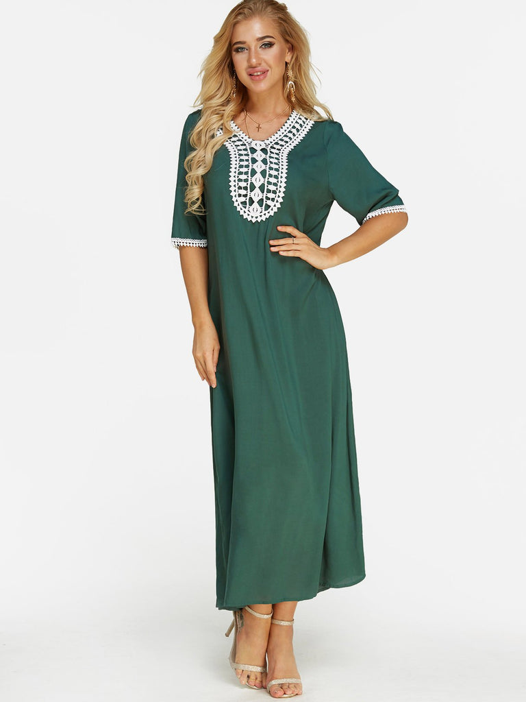 Ladies Green V-Neck Dresses