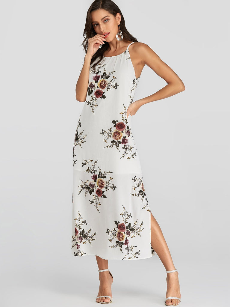 Ladies White Floral Dresses