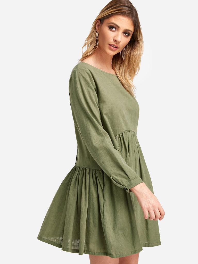 Ladies Army Green Casual Dresses