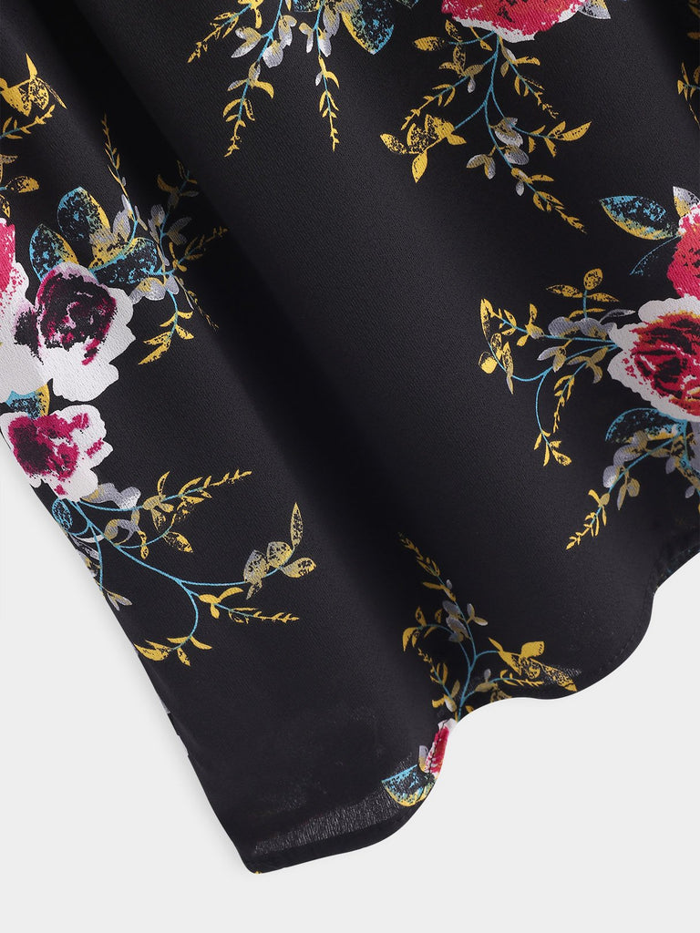 Ladies Black Floral Dresses