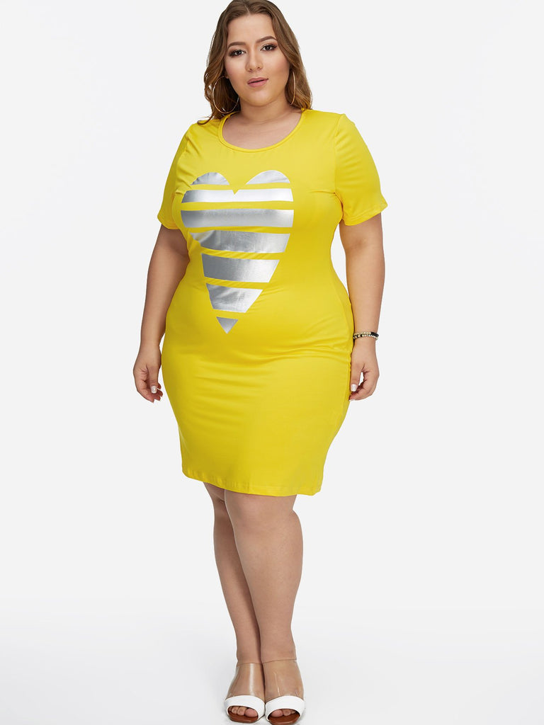 Womens Short Sleeve Plus Size Midi Dress