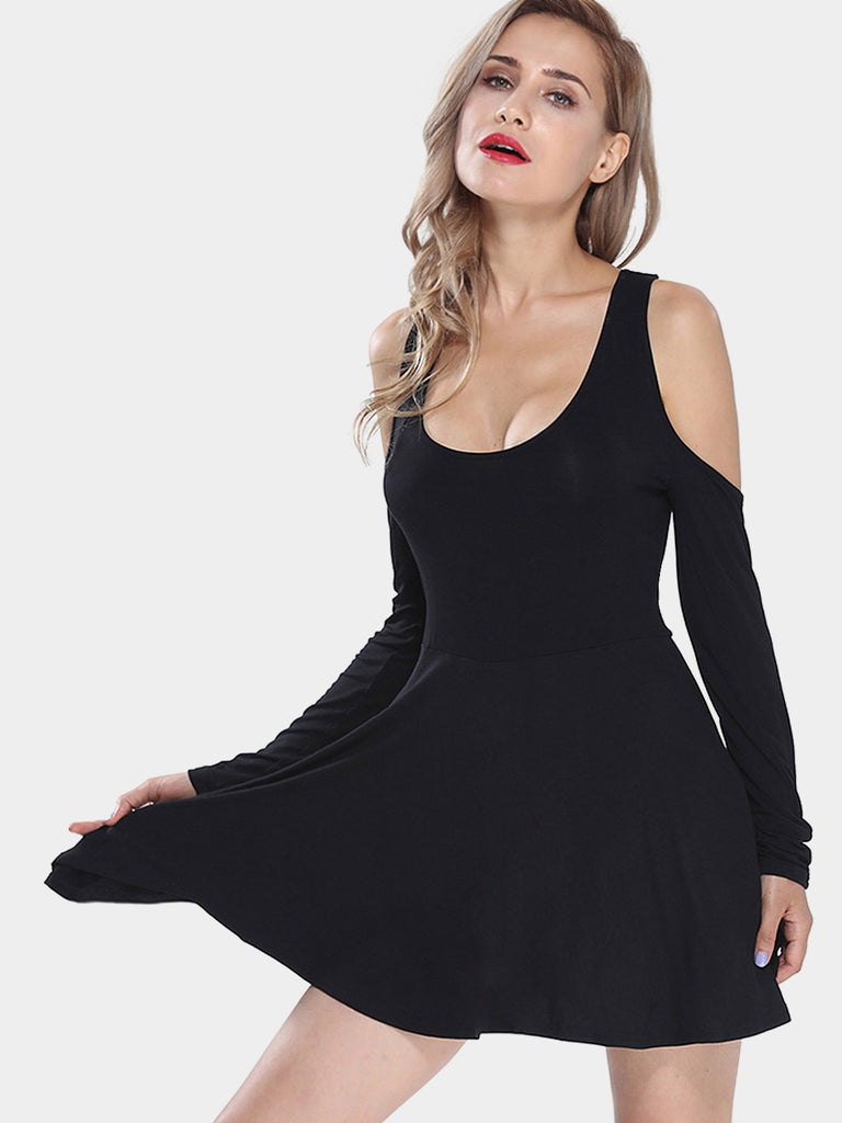 Black Scoop Neck Sexy Dress