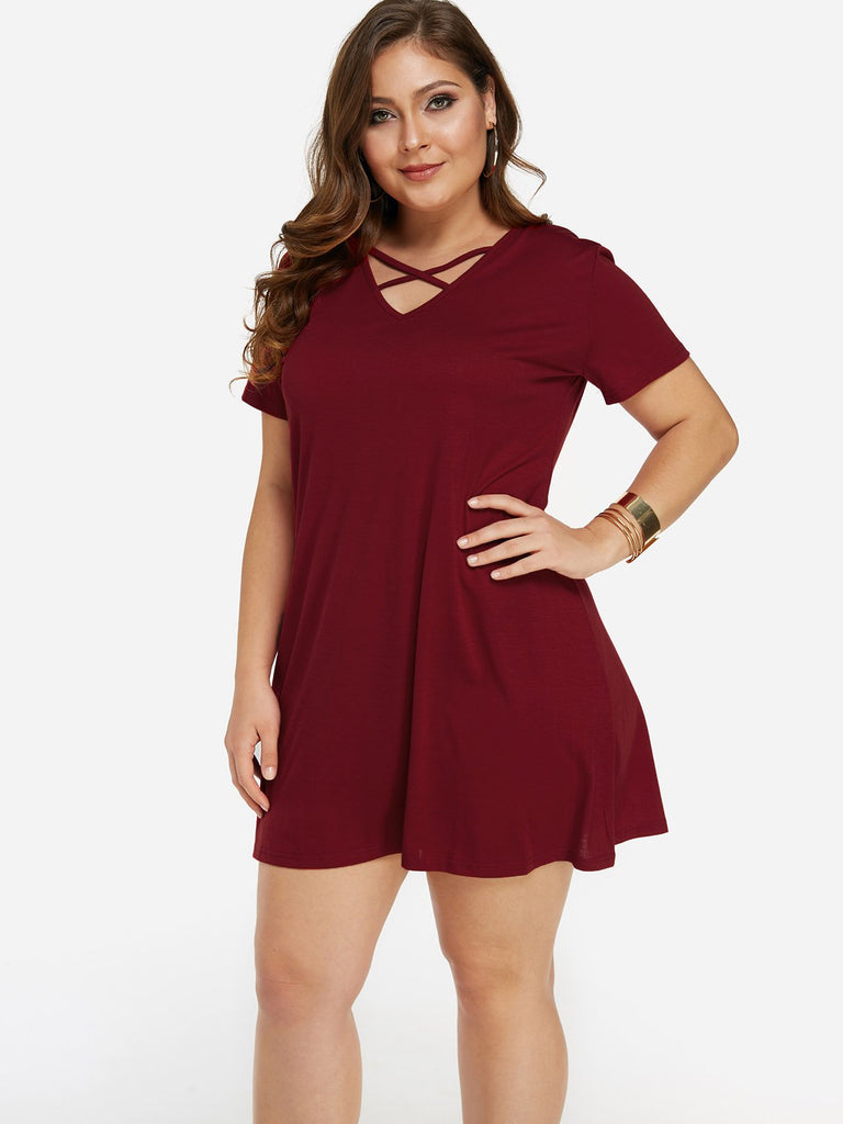 Ladies Burgundy Plus Size Dresses