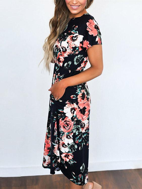 Ladies Black Floral Dresses