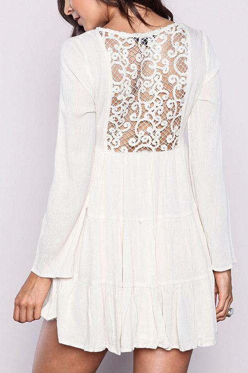 White Long Sleeve Mini Dress