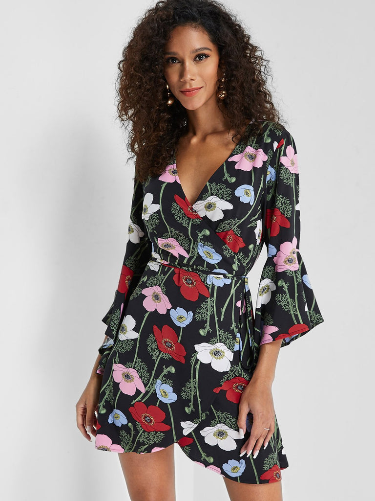 Ladies Black Floral Dresses